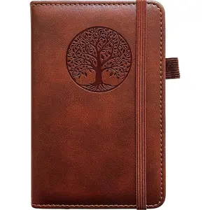 Small Pocket Notebook, Leather Journal Mini (Brown)