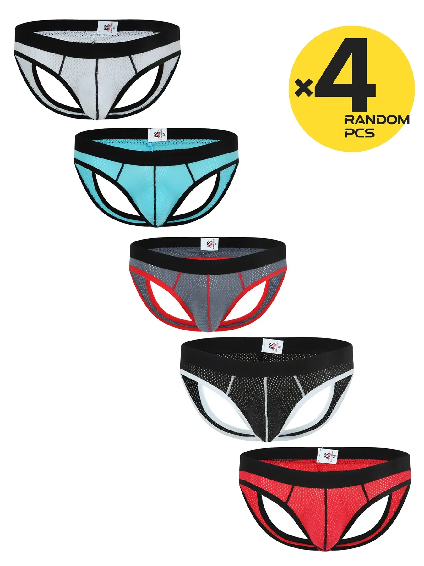 2/3/4 Pcs Random Color Men's Athletic Workout Gym Stretchy Sports Underwear Fine Mesh Breathable Thong, Wide Waistband, U-Pouch Design, Comfortable Fit for Outdoor Fitness, Sportswear, Activewear & Daily Wear