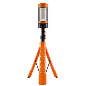 Portable Camping Light with Stand, 6 ft Maximum Height, Rechargeable Cordless Work Light with 3 LED Headlights, 2500-Lumen Dimming Magnetic Emergency Flashlight with Detachable Tripod