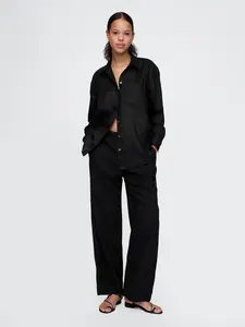 Gap Women's Linen-Blend Easy Wide-Hem Pants
