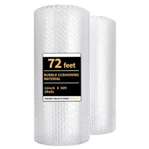 Bubble Cushioning Wrap 2 Pack 12" x 72 ft – Perforated Bubble Wrap Roll for Packing, Moving & Shipping Boxes