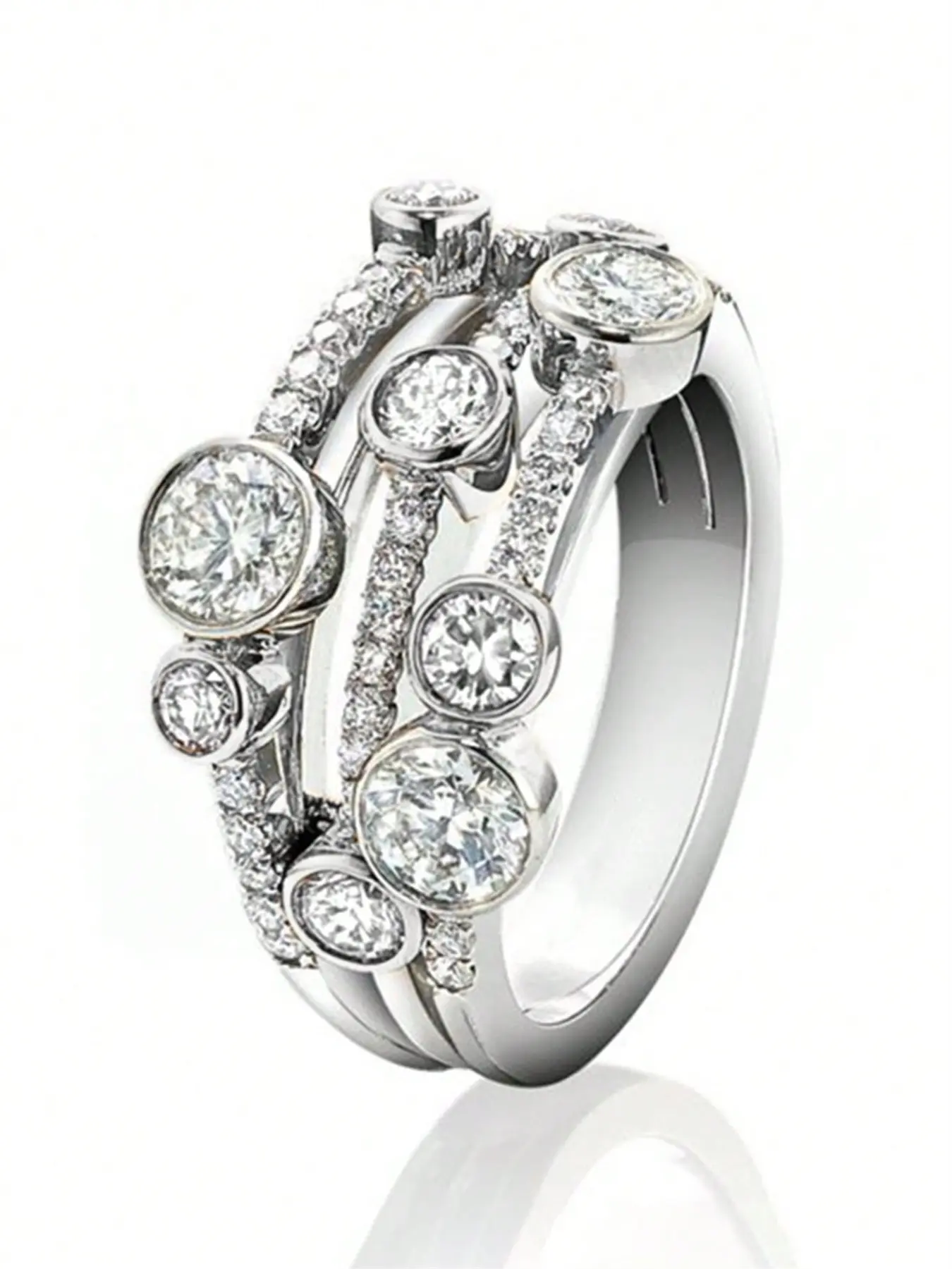 1 PC Elegant Cubic Zirconia Stackable Engagement Ring For Women For Wedding Engagement Party Jewelry Valentine's Day Gift Fashion Stackable Rings