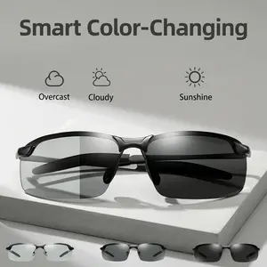 Paleshy HD Polarized Photochromic PC Sunglasses - UV400 Protection, Unisex 2026 Summer Retro Oversized Semi-Rimless Simple Square Frame Fashion Accessories for Driving, Outdoor Sports