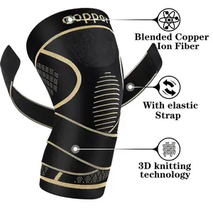 2 Pack Copper Knee Braces Sports Knee Pads Ring-Shaped Pressurized Cushioning Protective Gear For Knee Pain Relief & Support - 3D Knitting Technology For Meniscus Tear, Running, Weightlifting, Workout, ACL, Arthritis Gift For Your Family Or Frends