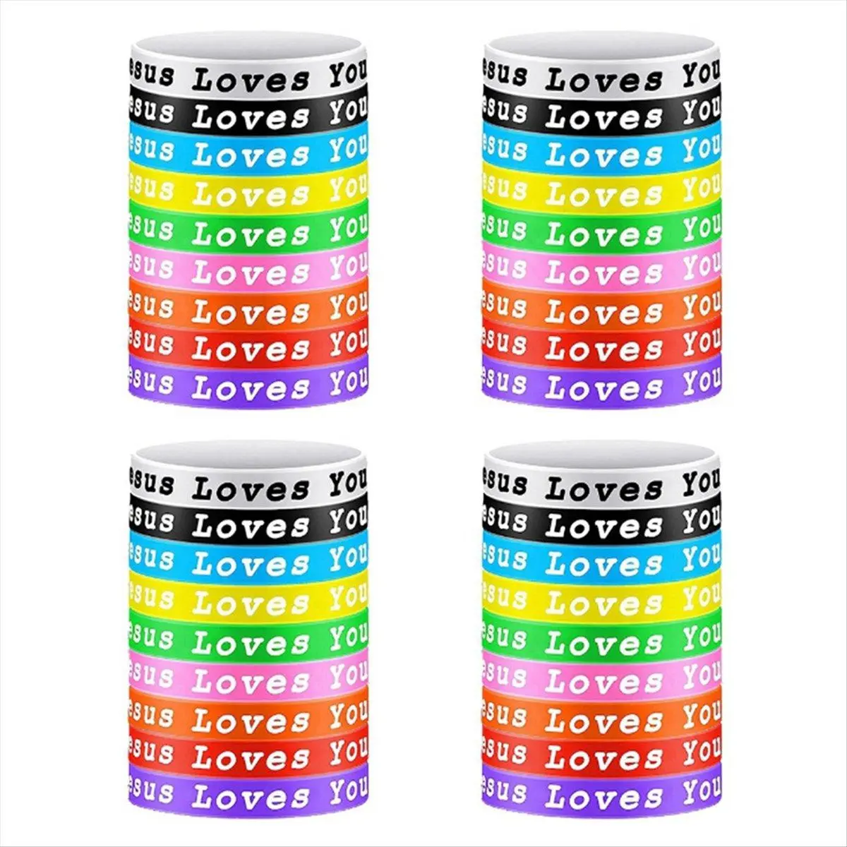 36Pcs Christian Silicone Wristbands, "Jesus Loves You" Colorful Rubber Bracelets for Adult Youth Groups, Sports & Outdoor Fitness Accessories, Church Events, Christmas Gifts, Religious