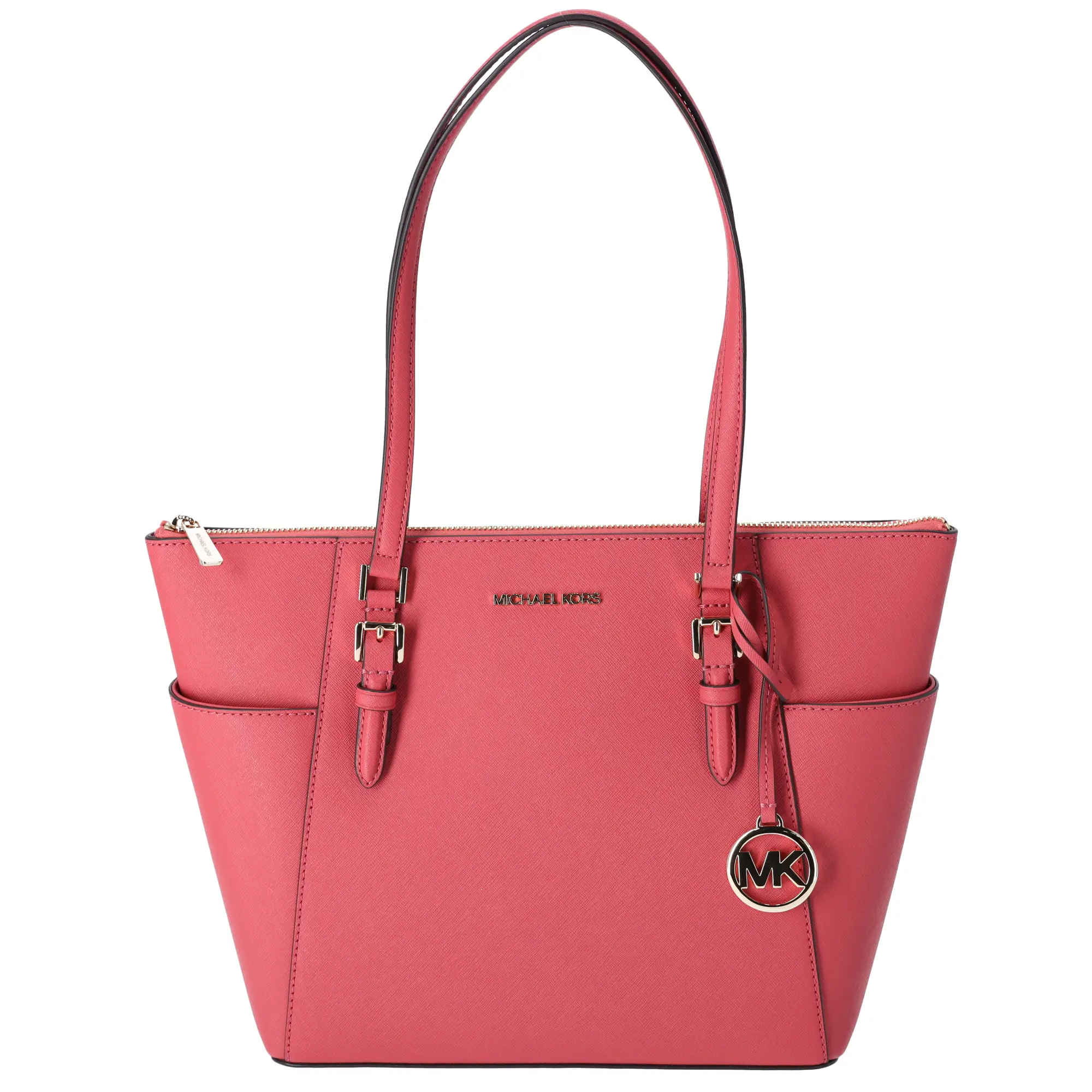 Pre-owned MICHAEL KORS Leather Tote Bags Charlotte Large Top Zip Tote Light Berry Sorbet Pink