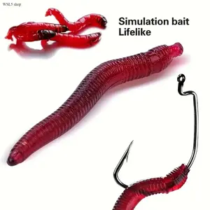 100-Pack Realistic Red Earthworm Bait – Soft Segmented Artificial Worms for Freshwater & Saltwater Fishing, Ideal for Perch, Mino, Trout, Catfish, Beginner & Pro Anglers, Durable Outdoor Fishing Gear