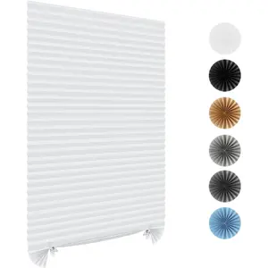 Stick on Blinds for Windows, No Drill Temporary Glass Door Window Blinds Self Adhesive Light Filtering Clip on Pleated Shades for Kitchen Bedroom Bathroom