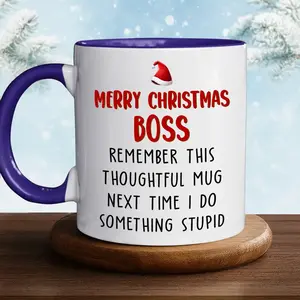 Judywin Talk - Merry Christmas Boss 11oz/15oz Ceramic Coffee Mug – Funny Office Holiday Gift, Thoughtful Employee Present, Gift for Boss, Manager, Mentor, Boss Lady