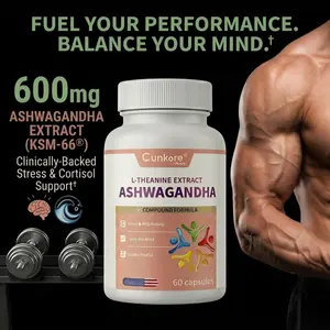 Cunkore Ashwagandha & Magnesium Glycinate Compound - 8-in-1 Blended Formula with L-Theanine - Mood Regulation & Physical Well-being Support - Non-GMO Night Daily Supplement