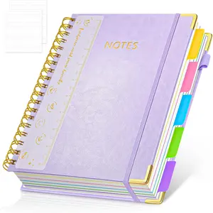 Hardcover Spiral Notebook Journal with Removable PVC Dividers - 8'' x 10'' Large 300 Pages B5 Hardcover Leather Lined Journal Notebook with Tab for Work Note Taking Office  School Supplies,