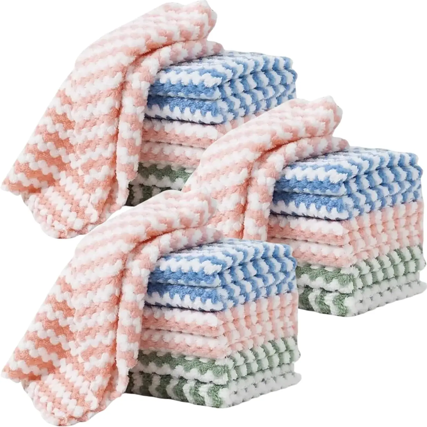 Chilluxe 2026 48 Pack Kitchen Towels Dish Towels Microfiber Cleaning Cloths – Ultra-Soft, Absorbent & Reusable 10.1" x 10.1"Thick Towels (Red, Blue, Green)  Lint Free Cloths Microfiber Cleaning Rags Reusable Washcloths for Furniture, Car, Tea, Bowl.