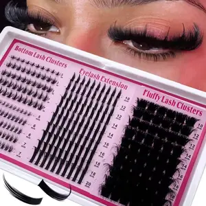 15 Rows Lash Clusters Spikes Eyelash Extensions, Spiky Lashes Extension, Thick Individual Cluster Lashes, with Spikes & Bottom Lashes