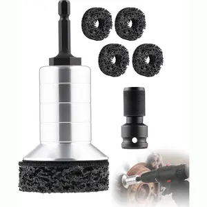 Wheel cleaning tool with dual head adapter, brake wheel cleaning kit includes 5 gaskets for rust removal and polishing, wheel stud cleaner compatible with electric drill and 1/2 inch impact drive wrench, Car Wheel Brush