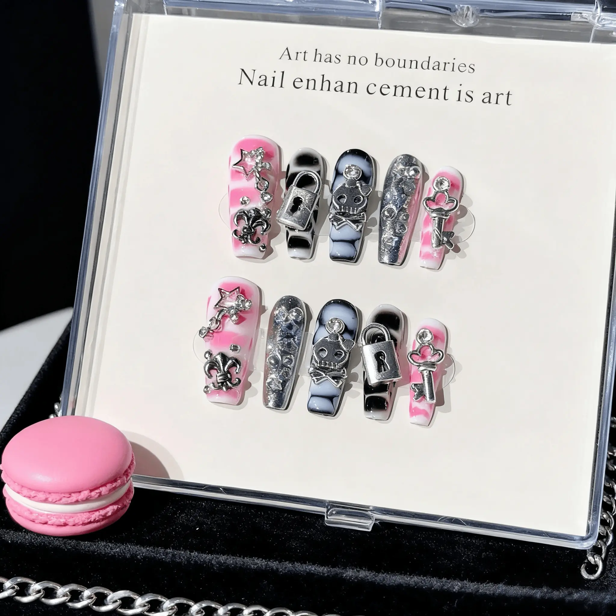 10pcs, TRUTH AMOR Dark Gothic Cool-Tone Silver Mirror Press-On Nails, Irregular 3D Metallic Ultra-Thin Seamless Sparkle Handcrafted Nails, Glitter Decorative Nails, Removable & Reusable, Must-Have for Nightclubs, nail kit