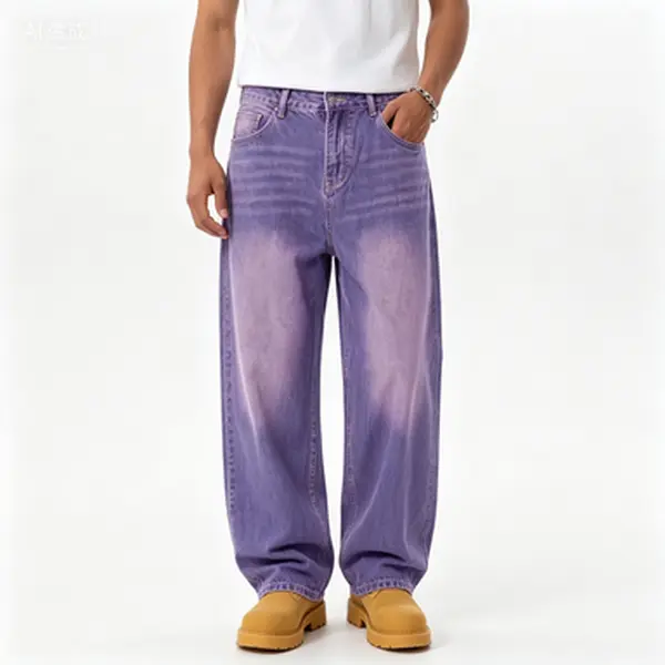 EMMIOL Baggy Jeans Men Wide Leg,Y2k Hip Hop Skater Denim Cargo Pants Vintage Loose Fit,Relaxed Long Trousers Streetwear