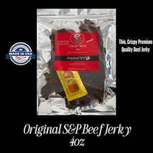 Los Cerritos Original Salt & Pepper Beef Jerky 4 oz - High-Quality Dried Snack Made with Beef, Black Pepper & Salt