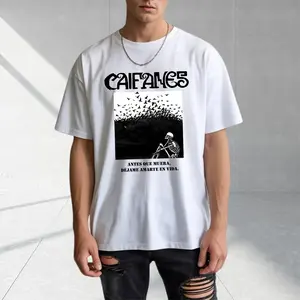 Caifanes Miedo Skeleton Birds Comfort Color Letter Printed Tee Ring-Spun Cotton Soft-Washed T-Shirt Trendy Tops Perfect Gift