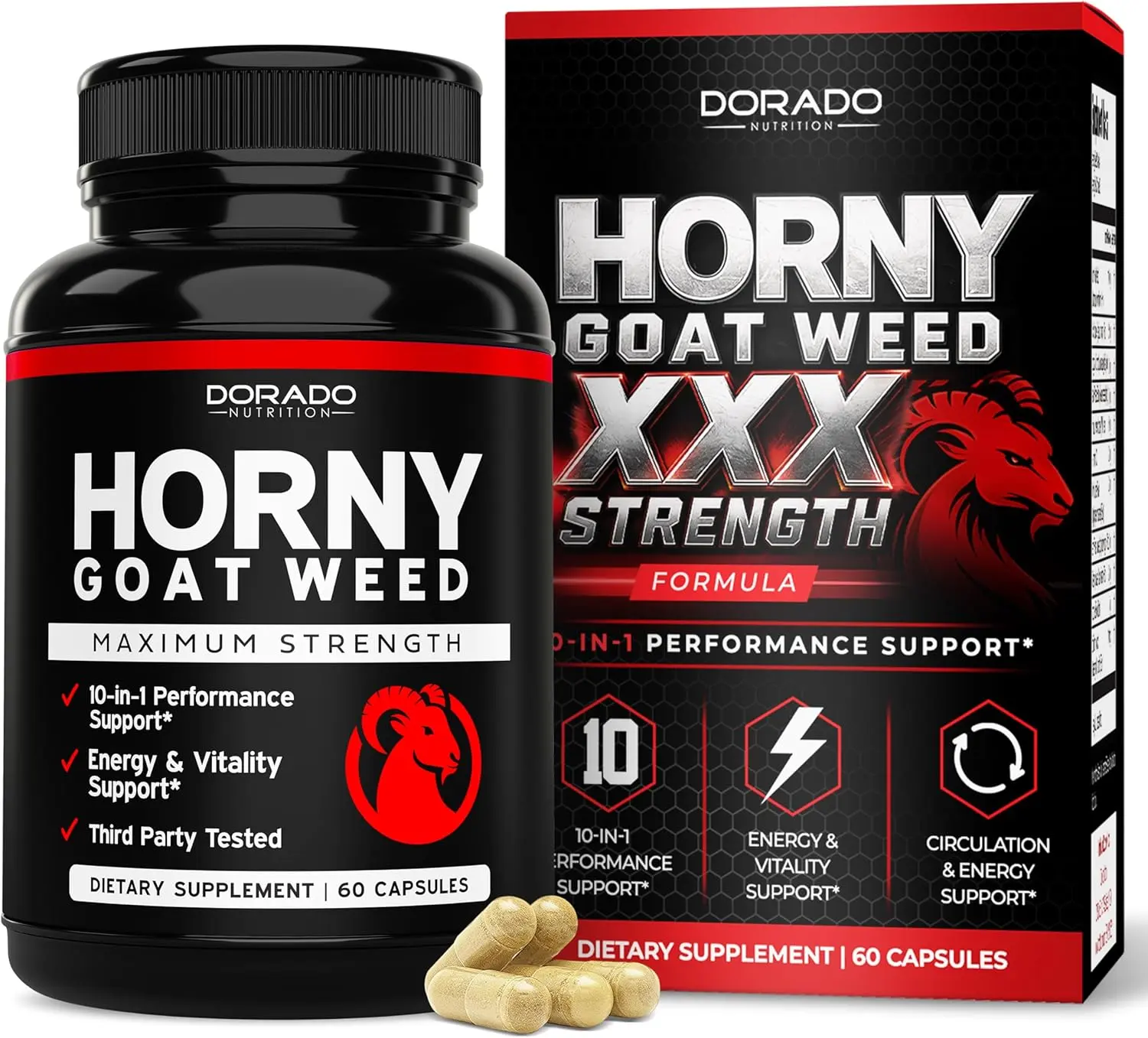Horny Goat Weed For Men and Women - [Maximum Strength 1590mg] - Maca, Ginseng, L-Arginine, Tribulus - Premium Hornygoatweed - Icariin Epimedium - 3rd Party Tested - USA Made - 60 Count