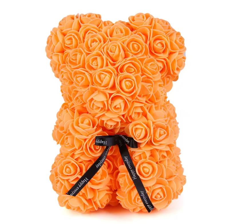 Valentines Bear Cute Gift - Rose Teddy Bear with Heart Card and Black Bow - Perfect for Valentine's Day Presents