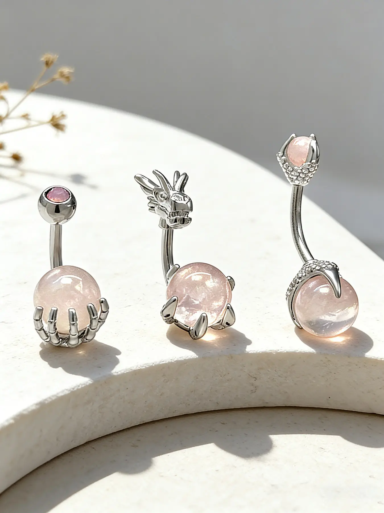Women's Fashion Dragon Claw Belly Ring Set, Copper Body Piercing Jewelry, Daily Wear, Party, Beach Vacation Style
