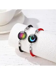 Long Distance uch Bracelets with Sun&Moon Functional Love Connect for Boyfriend Girlfriend or Family Tie Knot Cuff