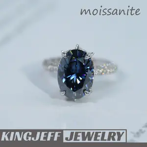 (Sapphire)8CT synthetic Moissanite Gemstone 925 Sterling Silver Ring