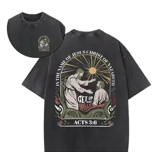 "Get Up and Walk" Acts 3:6 Vintage Washed Cotton T-Shirt