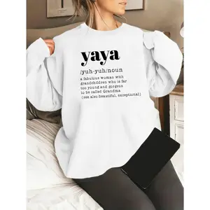 Chic 'Yaya Definition' Sweatshirt - Funny Grandma & Pregnancy Announcement Gift for Women, Perfect Mother's Day or Grandma Birthday Present, Crew Neck Long Sleeve Comfortable, Black with White Print Design