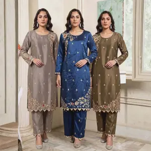 RA-36 2 Piece Embroidered Suit Set Silky Soft collection Womenswear