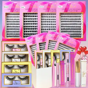 False Eyelashes with Tools, 4 Boxes Natural Look Eyelash Extensions, Self Grafting Curl Eyelashes, Eye Makeup Enhancement False Eyelashes, Cosmetic, Wispy Lash Clusters