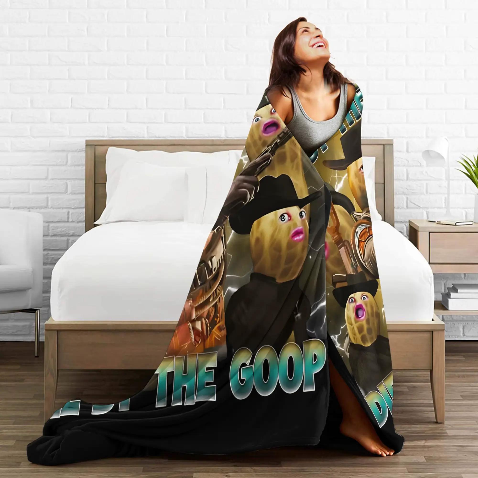Live By The Goop Die By The Goop Funny Peanut Meme Print Flannel Blanket Cooling Blanket Homegoods Soft Cozy For Bedroom Living Room Sofa Couch For Meme Lovers Teens Adults Perfect Gift