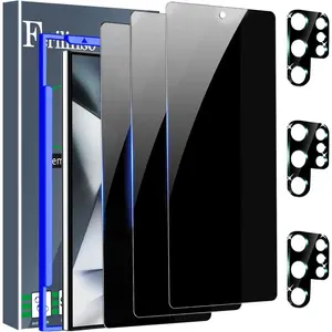 3 Pack Privacy Screen Protector For Samsung Galaxy S24 Ultra With 3 Pack Tempered Glass Camera Lens Protector, Phone Case Friendly Accessories, Protector de Pantalla For Samsung S24 Ultra