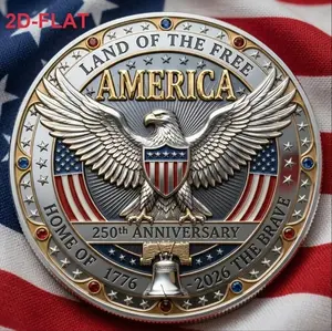 United We Stand, Freedom is not Free, it's Defended, 1776 -2026, Challenge Coin, 3D and 2D coin