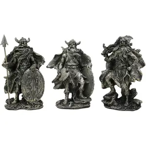 Ebros Gift Small Norse Viking Warlock Gods and Sorcerer Statue Set of 3 Figurine
