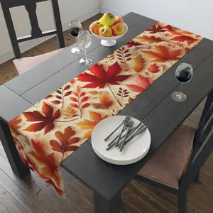 Leaf Table Runner: Fall Time Runner, Autumn Leaf Decor, Thanksgiving Table Setting, Harvest Home Decor, Cotton Poly Runner