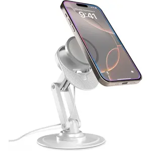 360 MagBase, Stand for Apple MagSafe Charger (Not Included) MagSafe Charger Stand for iPhone 16 Pro Max, iPhone 15,14,13,12, AirPods Charging, Standby Mode, 360° Rotation (Cream White)