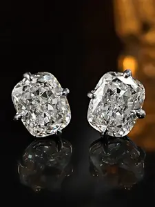 1 Pair Romantic Cubic Zirconia Stud Earrings For Women For Party Engagement Anniversary Jewelry Valentine's Day Gift Elegant Minimalist Earrings Solitaire Earrings Shining Earrings