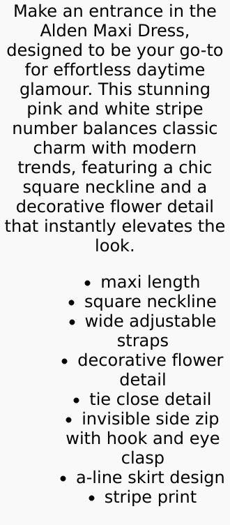 Alden Maxi Dress - Pink/White Stripe