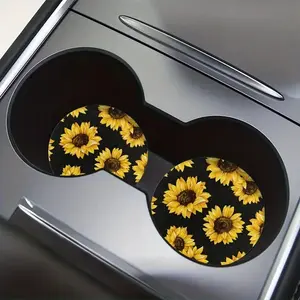 Car Coasters, Cartoon Cat Pattern Waterproof Car Cup Mat, Car Interior Decoration Accessories