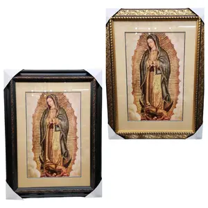 Virgen De Guadalupe 24"widex32"tall Mediano Gold-Tone Frame Thin Light Weight San Judas , Saint Our Lady Of Guadalupe Fino Marco Delgado Fancy Imagen Image Cuadro Mother Mary Virgen Maria Religious art image, home decor, wall decor, church events,