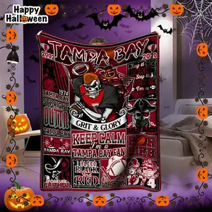 Tampa Bay Football Fan Blanket, Team Spirit Design, Skull & Pirate Graphics, 100% Polyester Fiber, Perfect for Sports Events, Slogan Print Blanket