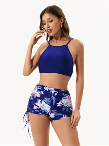 Women's Floral Print Bikini Set, Casual Fashion Chic Swimsuit Set for Beach Holiday Vacation, Ladies Swimwear for All Seasons