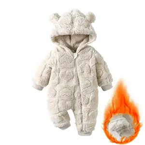 Winter Fleece Baby Romper | Fluffy Heart Teddy Bear Onesie for Boys & Girls | Warm Outerwear
