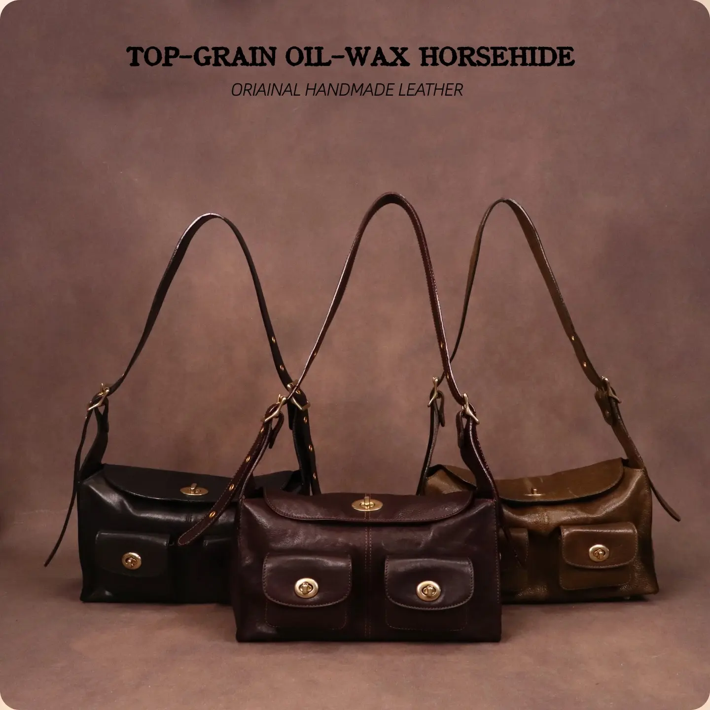 Top-Grain OIL-Wax Horsehide Women Messenger Bag, Shoulder & Crossbody Bag（C2542#）