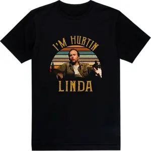 Vintage Movie Quote Graphic T Shirt with Iconic "I’m Hurting Linda" Line, Soft Cotton Casual Short Sleeve Tee for Dark Humor Fans, Retro Film Aesthetic and Everyday Streetwear Style