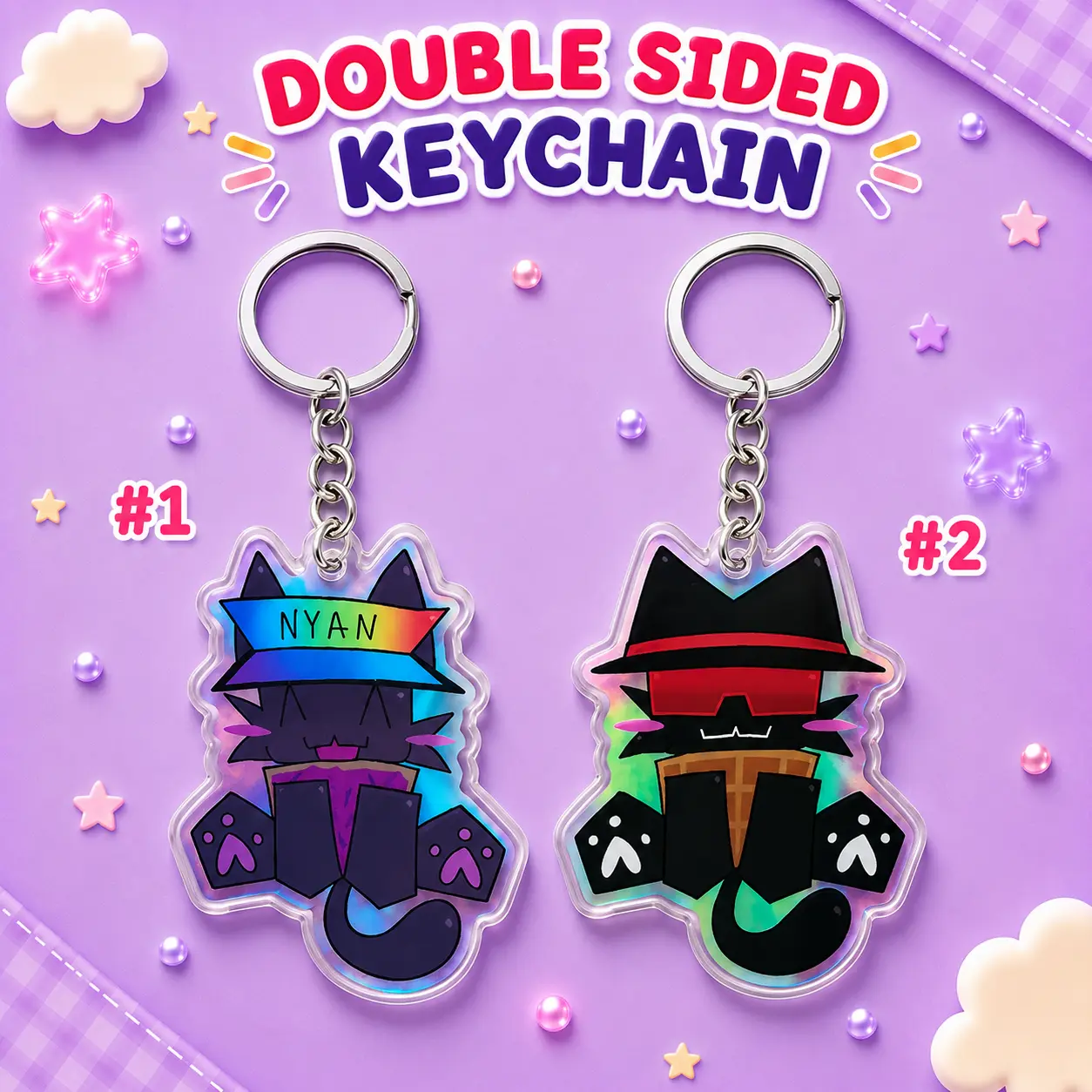Roblox Forsaken Nyan Elliot and Tac Nayn Chance Tail- keychains