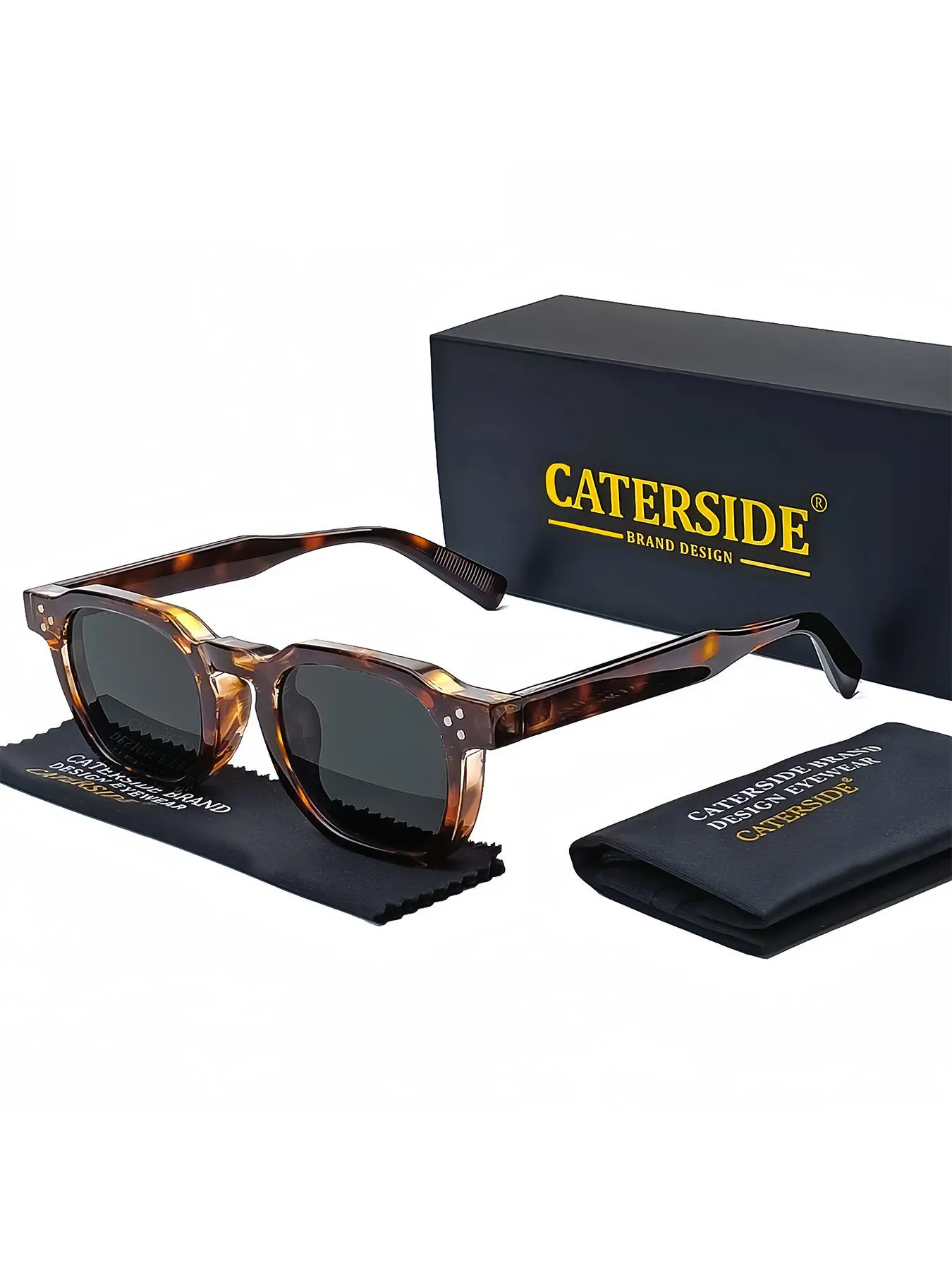 CATERSIDE 1 count with packaging-Polarized sunglasses, classic unisex retro style. Great for fishing, outdoor sports, travel, driving, beach, street decor, photo props, parties.