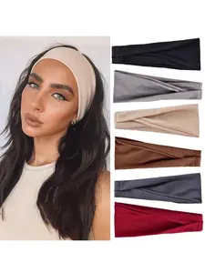 Women's Sports Headbands Yoga Sweatband Anti-Sweat Wide Brim Printed Hair Scarf, 6 Piece Set, Sporty & Stylish Accessory, Elastic Headband
