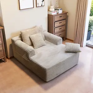 Modern Leisure Boneless Single Sofa Bed Oversized 63" Corduroy Memory Sponge Cloud Sofa Soft Comfortable for Living Room Bedroom Leisure Area Dual Use Installation Free